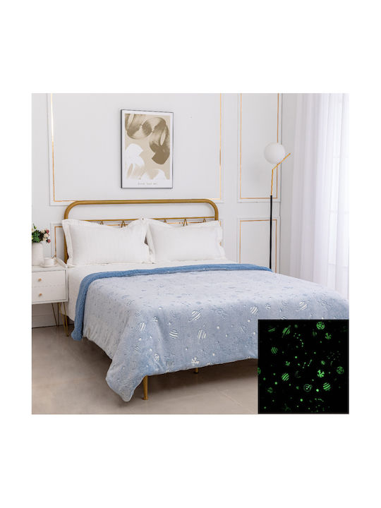 Silk Fashion Decke Sherpa Space Leuchtend Hellblau 170x220cm