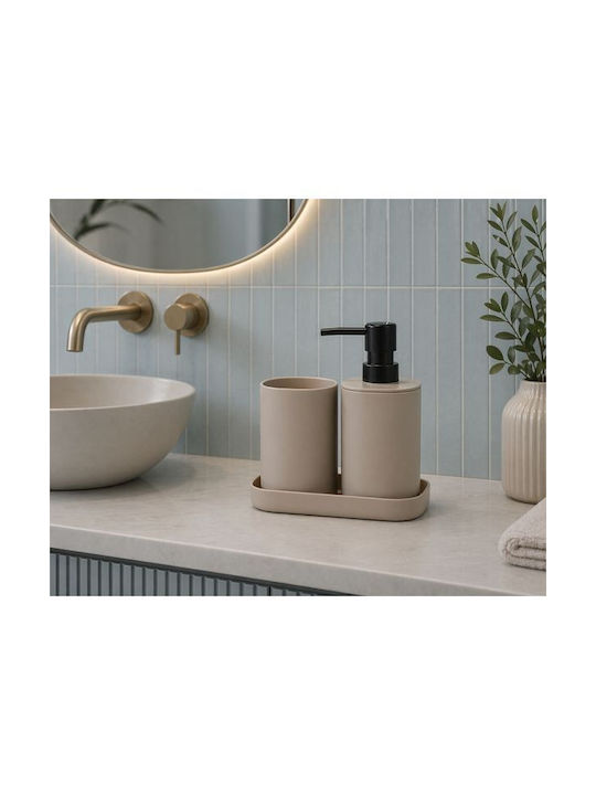 Bathroom Accessory Set 3 Pieces Plastic Beige Mrshome 0057003 Material Plastic Beige Mrs Home Sl-df-0057003