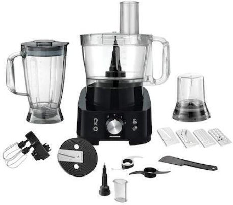 Heinner Multifunctional Food Processor 1000W with Pot 3.5lt and Jug Blender Black