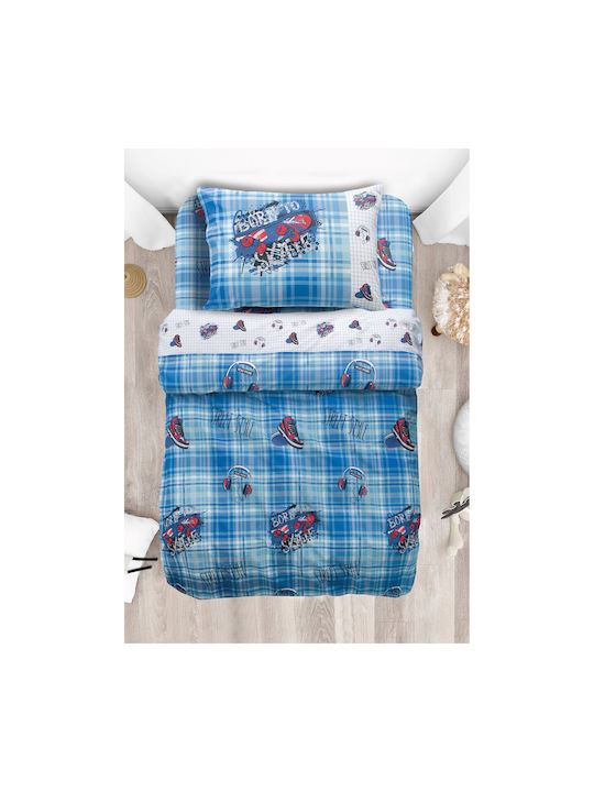 Makis Tselios Home Kids Duvet Set Single with Pillowcase Skate Blue 160x240cm