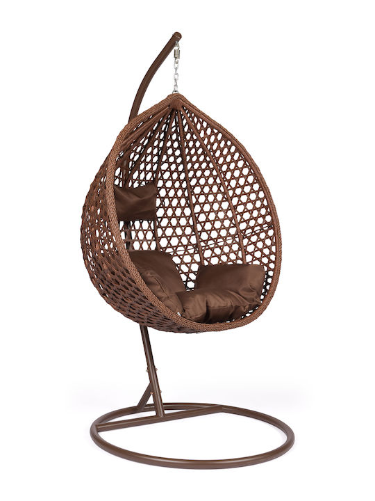 Morfeas Rattan Swing Nest with Stand Cappuccino L107xW107xH120cm