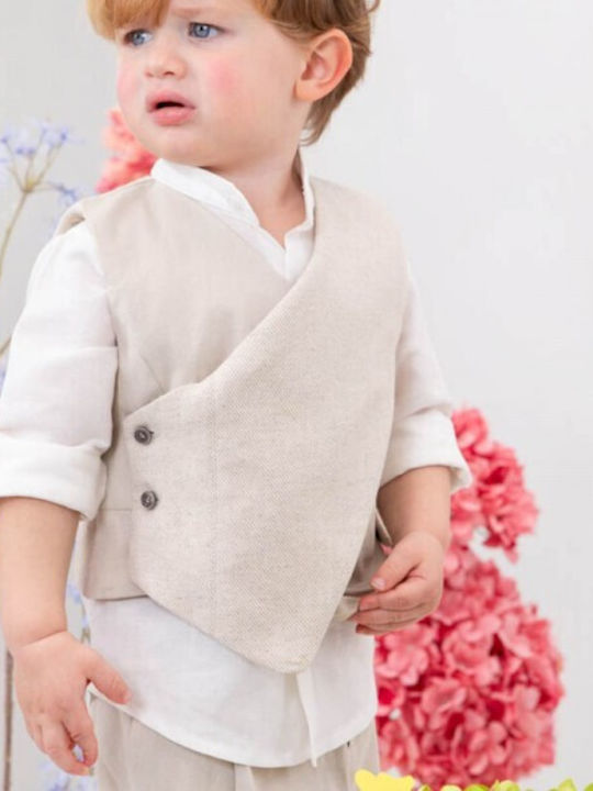 Bambolino Baptism Suit for Boy Beige