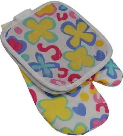 Sidirela Fruits Kitchen Glove & Pot Holder Set Fabric Yellow - Fruits 3pcs