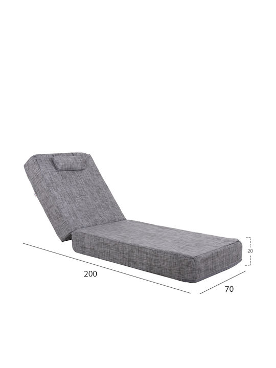 Șezlong Lemn Ikaria cu pernă Gri 80x208x100cm