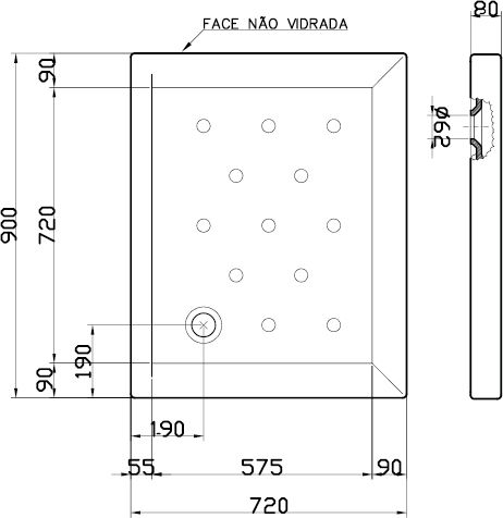 Kolossos Правоъгълена Порцеланов душ 120x80см
