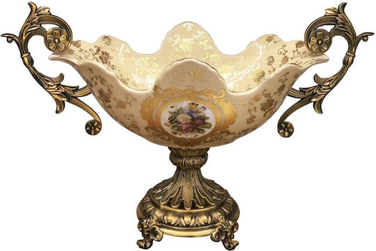 Estheti Home Φοντανιερα Πορσελανη Μπεζ Χρυση 52x26x34cm 819-00087