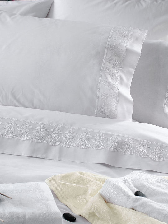 Rythmos Helga Set de cearșafuri de mireasă Super Double 4buc cu dantelă 230x260cm