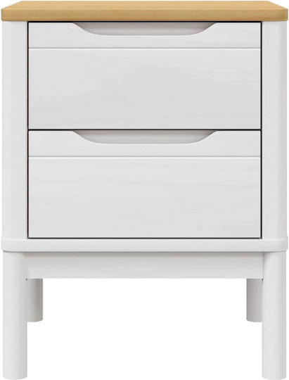 Bedside Table Made of Solid White Wood 45x39x57cm