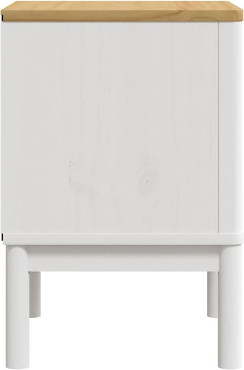 Bedside Table Made of Solid White Wood 45x39x57cm