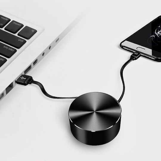 Usams Cablu retractabil USB-C tată - USB-A Negru 1m TCUSBZH01