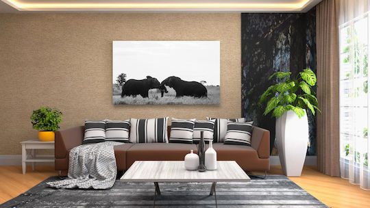 Painting Elephants In Black White 150x100