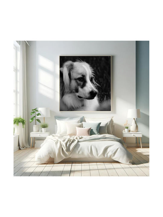 Панел Contemplative Dog В Черно И Бяло Стoхастичен Куче Черно-Бяло 110x110