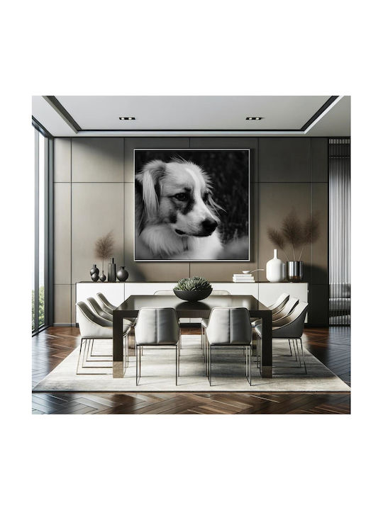 Панел Contemplative Dog В Черно И Бяло Стoхастичен Куче Черно-Бяло 110x110