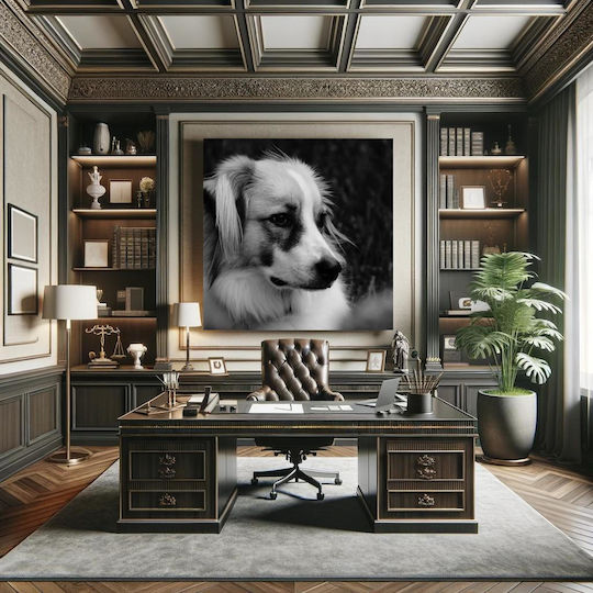 Πίνακας Contemplative Dog In Black White Στοχαστικός Σκύλος Ασπρόμαυρο 110x110