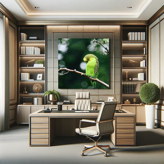 Painting Green Parakeet On A Branch Green Parakeet One Branch 110x110