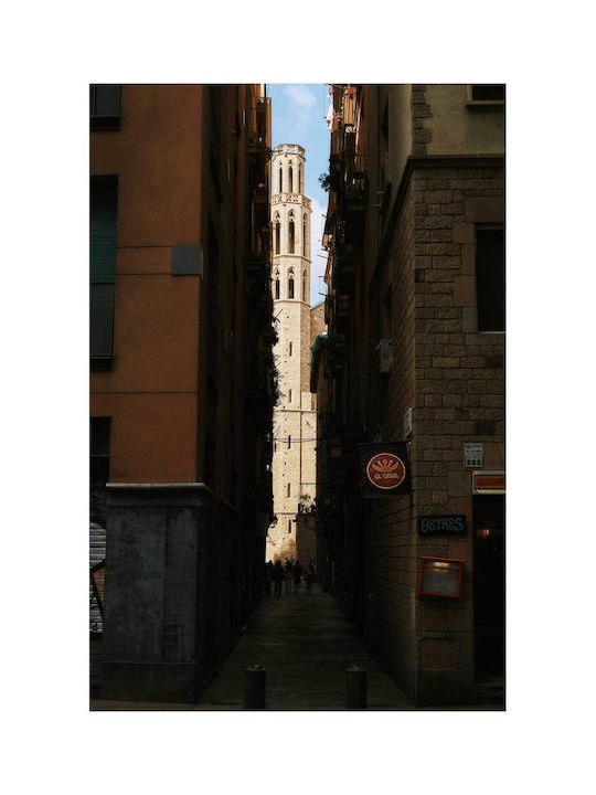 iLovePrints Gemälde Architektonischer Turm Inmitten Gasse 100x150