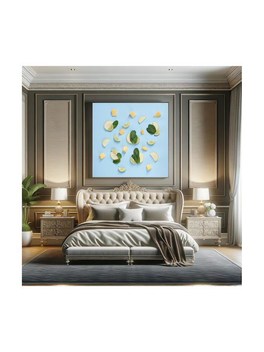 Panou Fresh Fruit Mint Pe Fundal Albastru 110x110