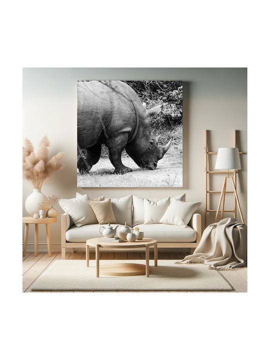 Панел Grazing Rhino В Черно И Бяло Риносър Боса Черен Бял 120x120