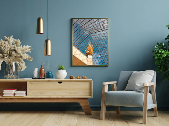 Πίνακας Golden Sculpture Under Glass Roof Χρυσό Γλυπτό Κάτω Τη Γυάλινη Στέγη 100x150