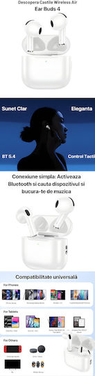 DigikalaX Air 4 Earbud Bluetooth Handsfree Ακουστικά με Θήκη Φόρτισης Λευκά
