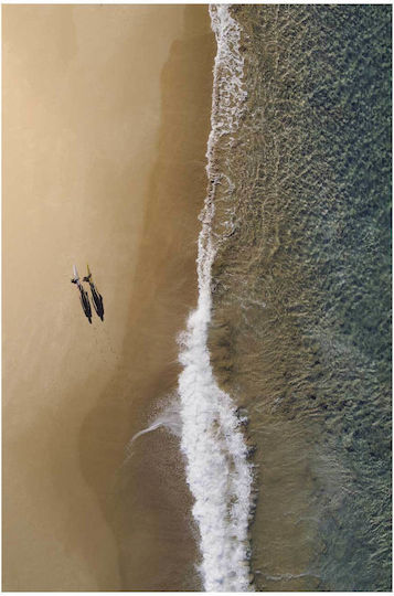 Painting Aerial View Surfers On Beach Aerial Photograph Surfers On The Beach 100x150