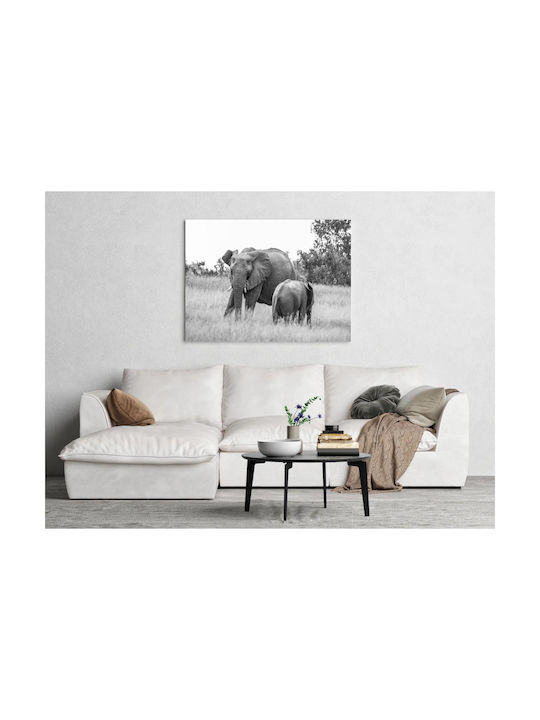 Painting Elephants In Black White 150x100