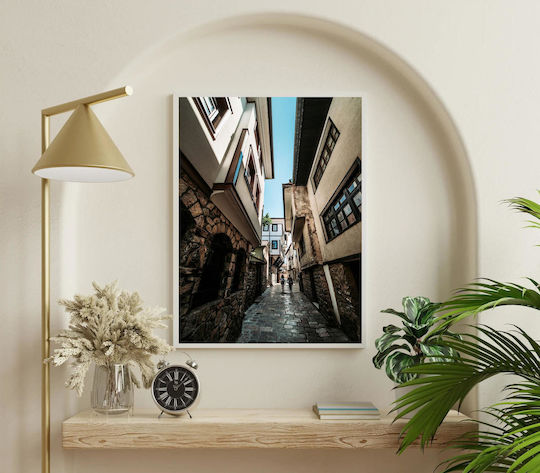Painting Traditional Alleyway Stone Wooden Buildings Traditional Alleyway Stone Wooden Buildings 100x150