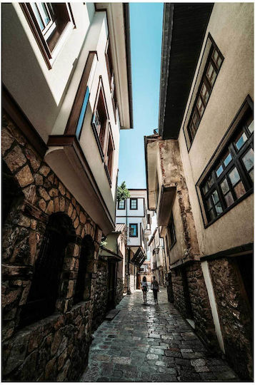 Painting Traditional Alleyway Stone Wooden Buildings Traditional Alleyway Stone Wooden Buildings 100x150