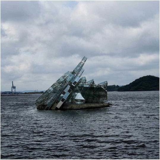 Πίνακας Glass Structure On Water Γυάλινη Δομή Στο Νερό 110x110