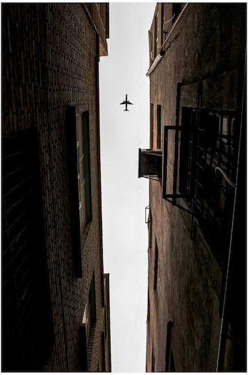 iLovePrints Gemälde Airplane Above Alley Aerial 100x150