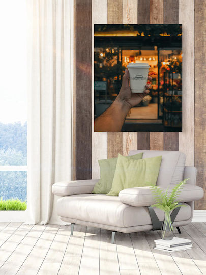 Panou Hand Holding Coffee Cup In Cafe Mână Ținând Ceașcă De Cafea În Cafenea 115x170