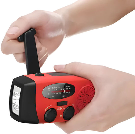 Radio Portabil Multifuncțional 3 în 1 Zola Lanternă LED SOS Solar Încărcare Manuală USB Funcție de Încărcare a Telefonului Mobil Impermeabil 2000 mAh AM FM 130 x 60 x 45 mm Negru Roșu