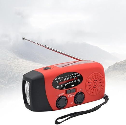 Radio Portabil Multifuncțional 3 în 1 Zola Lanternă LED SOS Solar Încărcare Manuală USB Funcție de Încărcare a Telefonului Mobil Impermeabil 2000 mAh AM FM 130 x 60 x 45 mm Negru Roșu