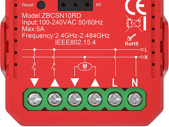 Nedis Zigbee 3.0 1000w Smart Switch Shutters Blinds Red