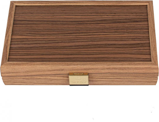 Manopoulos Walnut Wooden Checkers & Dice for Backgammon Handmade Blue / Brown 20cm