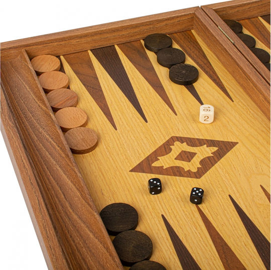 Manopoulos Manopoulos Holz Damespiel & Würfel Für Backgammon Handgefertigt Braune 20cm