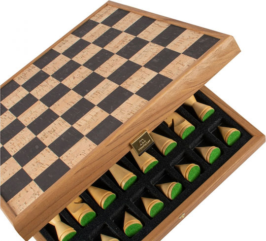 Manopoulos Wooden Chess Pawns Handmade Black / Brown / Beige 4cm