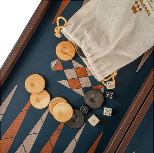 Manopoulos Wooden Checkers & Dice Set for Backgammon Handmade