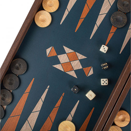 Manopoulos Wooden Checkers & Dice Set for Backgammon Handmade