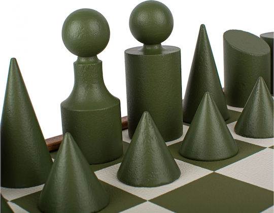 Manopoulos Wooden Chess Pawns Handmade Green / White / Beige 8.5cm