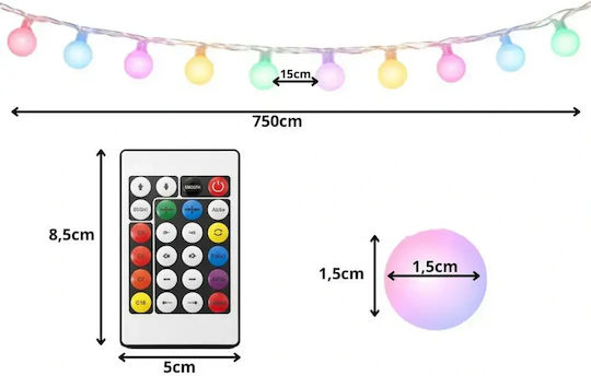 LED Weihnachtsbeleuchtung 7,5 m RGB in Reihe