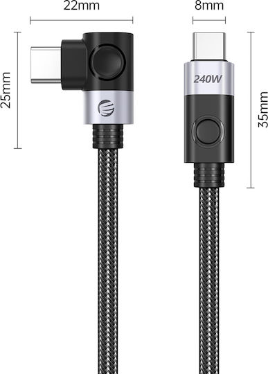 Orico Angle (90°) USB-C Male To USB-C 240W PD Cable Black 1.5m