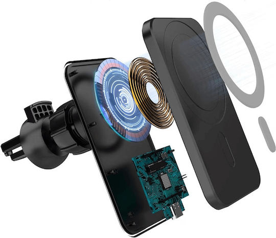Suport auto tip MagSafe cu încărcare wireless compatibil Apple Samsung Negru