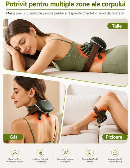 Συσκευή Μασάζ Shiatsu για τον Αυχένα, το Σώμα & τα Χέρια με Λειτουργία Θέρμανσης Πράσινη