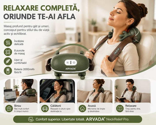 Συσκευή Μασάζ Shiatsu για τον Αυχένα, το Σώμα & τα Χέρια με Λειτουργία Θέρμανσης Πράσινη