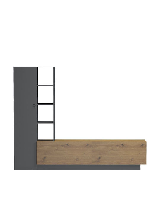Wohnzimmer TV-Einheit Tilveo Anthrazit M230xB41,5xH180cm