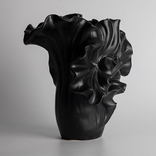 Decorative Black Ceramic Vase 21.3x21xH24cm
