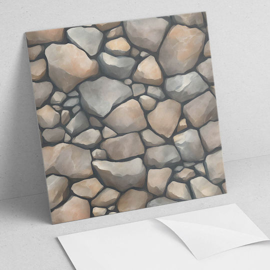 Printed Stone Pattern Vinyl Tile Set Background 4x50x50 Pc