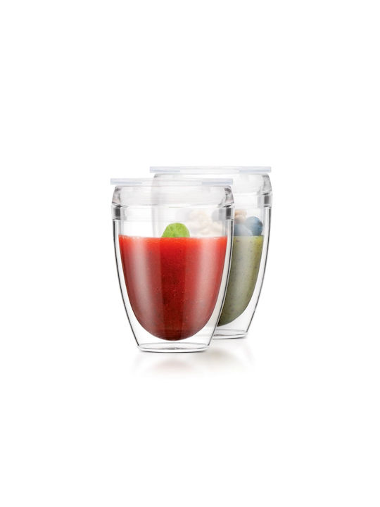 Bodum To Go Set Coffee/Freddo / Water Glasses from Plastic in Brown Colour 300ml 2 Pieces