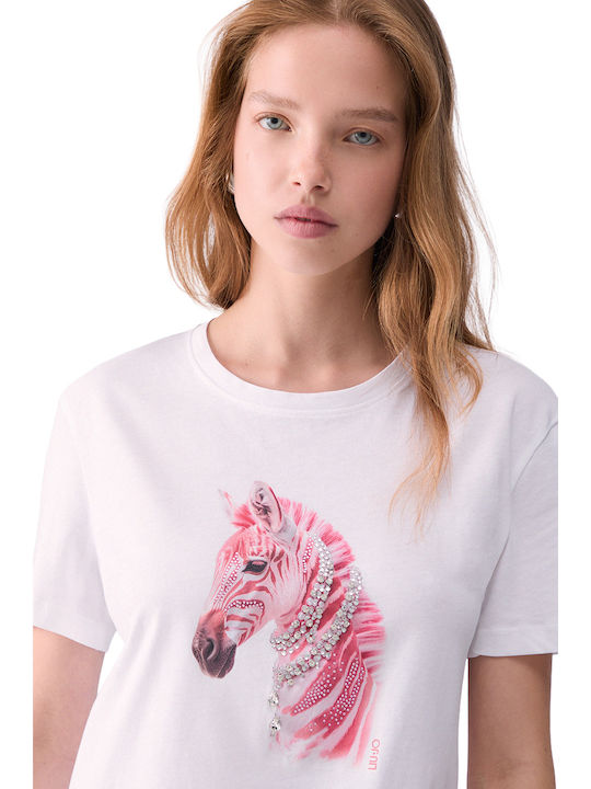 Women's Blouse Animal Print White